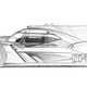 Early side profile theme sketch of the Cadillac DPi-V.R design, which includes ideas for reworking the window shape, the side blades and the fenders to be more angular and look more like a Cadillac. Image credit: Cadillac.